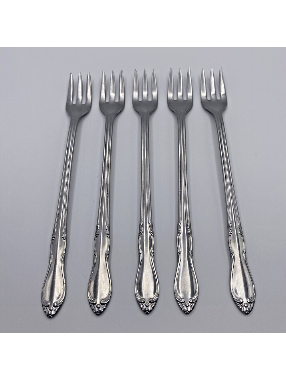 Oneida Ltd Cocktail Seafood Fork Stainless Homestead Simeon & George Vintage 5pc
